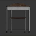 Wooden Top Table and Chair Furniture Set with Metal Legs and Brown Finish