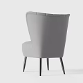 Modern Gray Accent Chair With Wingback Design Button Tufted And Black Legs 3d model
