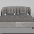 Modern Gray Double Bed With Curved Headboard Pillows And Soft Quilt 3d model