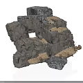 Modern Stacked Gray Stone Structure With Light Sand Areas 3d model