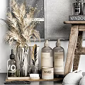 Stylish Bathroom Accessories With Towel Bottles Scented Sticks Wooden Stool Dried Plants
