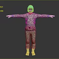 Military Soldier Figure Wearing Camouflage Uniform Helmet Face Mask And Arms Outstretched