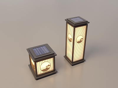 Chinese landscape lamp lawn lamp garden lamp outdoor lamp combination 3d model