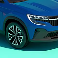 Blue Car Front Design Featuring Modern LED Headlights Stylish Alloy Wheels And Black Grille
