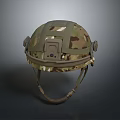 Tactical Military Weapon Helmet With Camouflage Design Camera Mount And Side Attachments