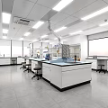 Modern Laboratory Interior Design With Workbench Bright Lighting And Scientific Equipment 3d model