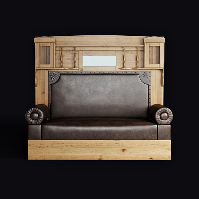 Classic Single Sofa With Wooden Frame Leather Cushion And Carved Backrest Details 3d model