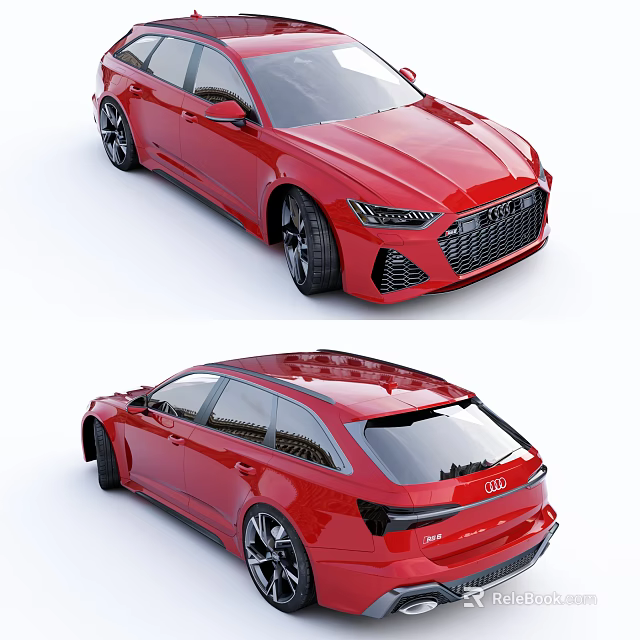 Red Audi Car With Sleek Exterior Design Sporty Sedan And Wagon Models Black Alloy Wheels 3d model 