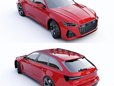 Red Audi Car With Sleek Exterior Design Sporty Sedan And Wagon Models Black Alloy Wheels 3d model