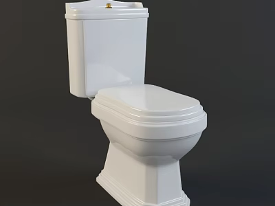Modern White Two Piece Toilet With Sleek Design And Clean Lines 3d model