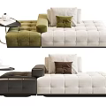 Multi Seater Modular Sofa With Green White Black Cushions And Side Table 3d model