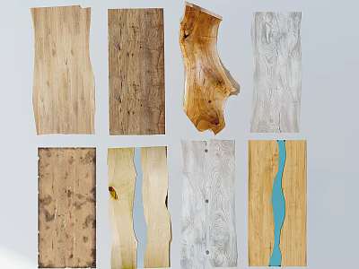 Various Wood And Stone Slabs With Natural Textures For Decorative Design 3d model