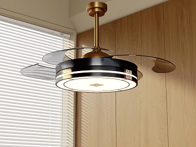 Modern Kitchen Ceiling Fan Chandelier With Metal And Glass Design Elements 3d model
