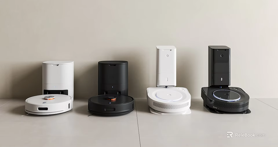 Smart Home Cleaning Machines Featuring Robotic Vacuums in Multiple Colors and Styles 3d model 