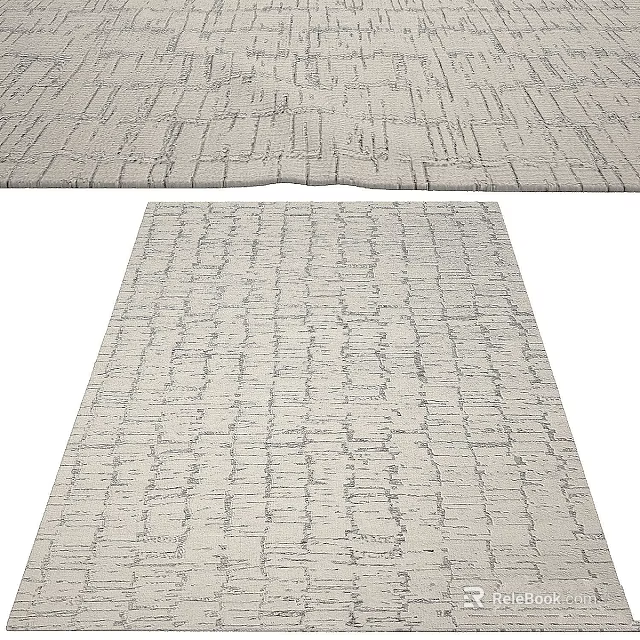 Modern Light Gray Square Rug With Textured Linear Patterns And Soft Surface 3d model 