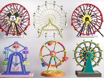 Colorful Ferris Wheels With Various Designs And Styles For Amusement Equipment 3d model