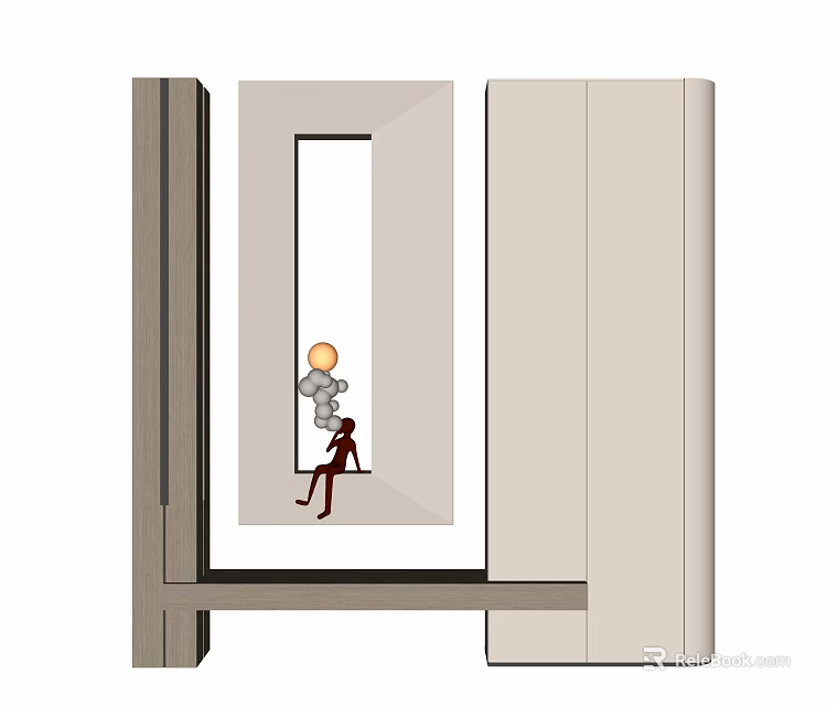 Modern Minimalist Background Wall With Vertical Panel Frame And Decorative Art 3d model