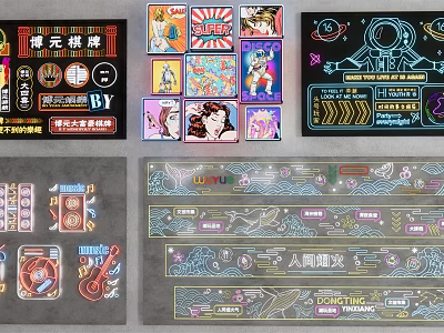 Modern decorative lights neon 3d model