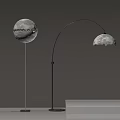 Modern Floor Lamps With Moon Mountain Design Arched Stand Beige Shades Gold Black Bases