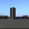 Large Industrial Storage Tanks at Maersk Outdoor Industrial Facility with Maintenance Workers