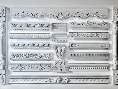 European-style carved plaster lines model