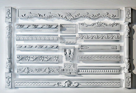 European-style carved plaster lines 3d model