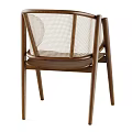 Modern Wooden Lounge Chair With Mesh Backrest And Curved Armrest Design