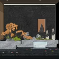 Serene Garden Ornament Design With Lush Plants Water Feature And Natural Stone Elements