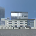 Modern Office Building With Glass Curtain Wall And Multi Storey Plaza Entrance Design