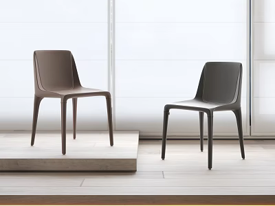 Modern Leisure Chairs Brown And Dark Gray In Bright Room With Large Windows 3d model