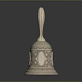 Elegant Silver Furniture Bell With Intricate Carvings And Decorative Handle Design