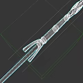 Medieval Polearm Weapon With Long Metal Shaft And Forked Pointed Tip 3d model