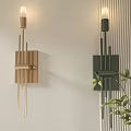 Modern Style Golden And Black Wall Lamps Wall Mounted With Green Plant