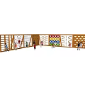 Children's Sports Equipment With Climbing Frames Colorful Rings And Wooden Playground Structure