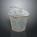 Vintage Rustic Old Metal Bucket With Weathered Texture And Metal Handle