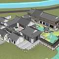Ancient Architecture Complex With Traditional Roofs Courtyard And Classic Layout Design 3d model
