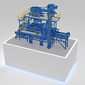 Automated Blue Industrial Equipment With Multi Layer Structure And Yellow Safety Rails