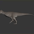 Gray Textured Dinosaur Creature 3D Model With Standing Pose On Dark Gradient Background 3d model