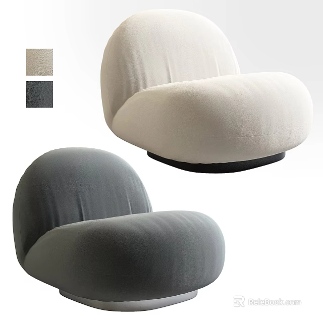 Modern Round Design Upholstered Armchair In Two Colors Beige And Gray 3d model 
