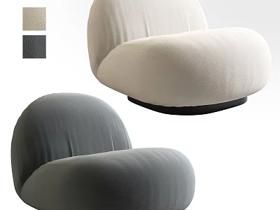 Modern Round Design Upholstered Armchair In Two Colors Beige And Gray 3d model