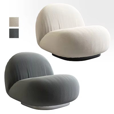 Modern Round Design Upholstered Armchair In Two Colors Beige And Gray 3d model