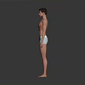 Shirtless Fit Man Standing In Light Colored Underwear Against Gray Background