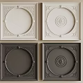 Elegant Decorative Ceiling Medallions Featuring Circular Ornate Patterns In White And Dark Tones 3d model