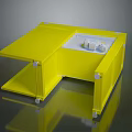 Sturdy Yellow Mobile Workstation With White Tabletop Wheels And Storage Compartments 3d model