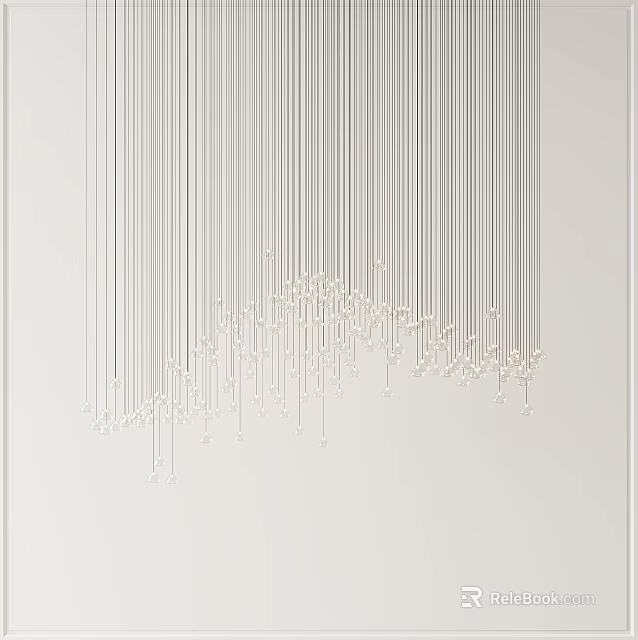 Modern Chandelier With Vertical Metal Strings And Decorative Beads For Interior 3d model 