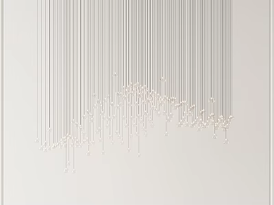 Modern Chandelier With Vertical Metal Strings And Decorative Beads For Interior 3d model