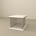 Sleek White Side Table With Minimalist Layered Structure For Modern Living Spaces