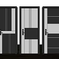 Modern Interior Hinged Doors With Various Panel Patterns In Black White And Gray 3d model