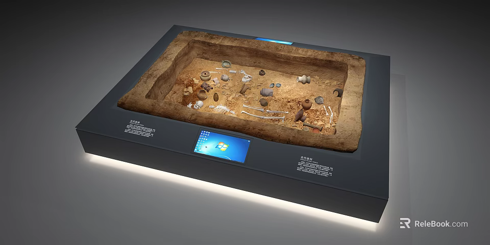 Commercial Interactive Display Equipment With Archeological Site Simulation And Digital Screen 3d model