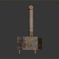 Rusted Industrial Metal Equipment With Vertical Pipes And Square Bases
